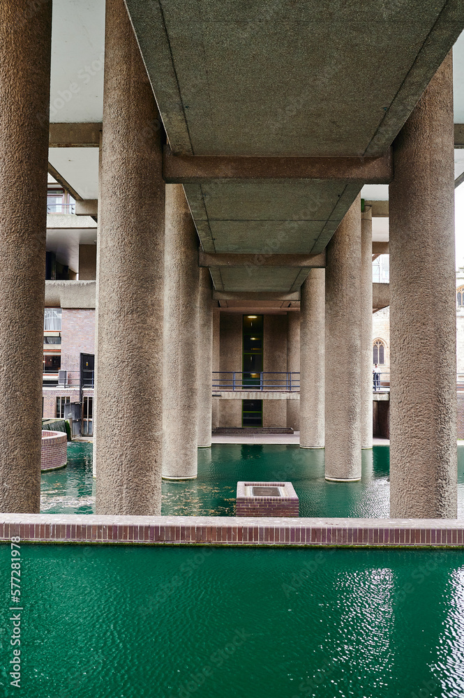 Modernist architecture of the estate and buildings in the Barbican district of London