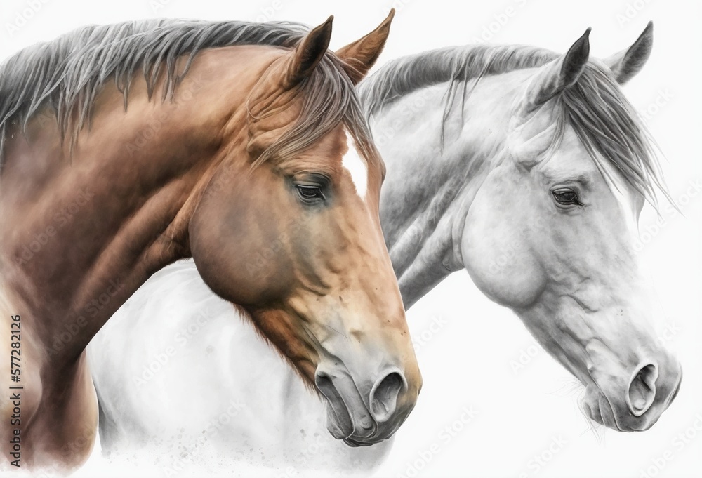 Portrait of two horses