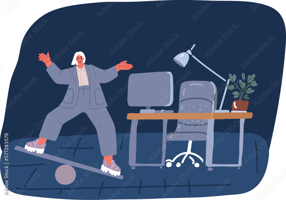 Cartoon vector illustration of Flat design of work life balance concept ...