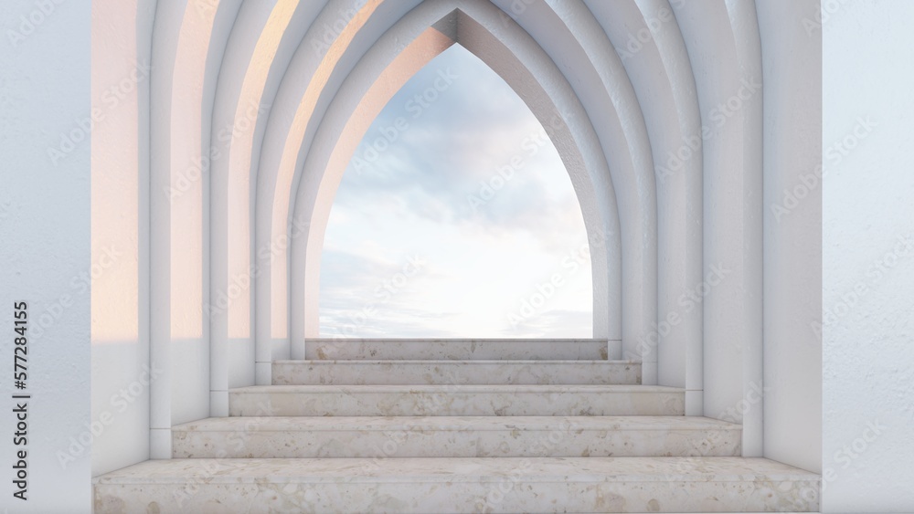 Architecture interior background empty arched pass 3d render Architecture interior background empty arched pass 3d render