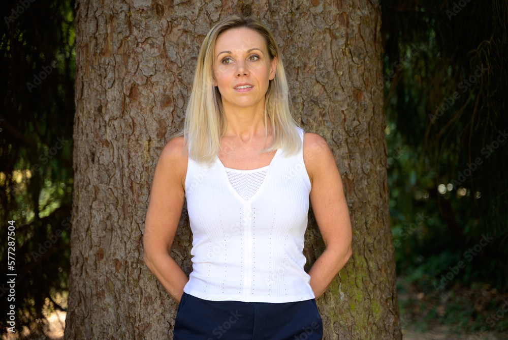 ute thoughtful trendy blond middle aged woman ute thoughtful trendy blond middle aged woman