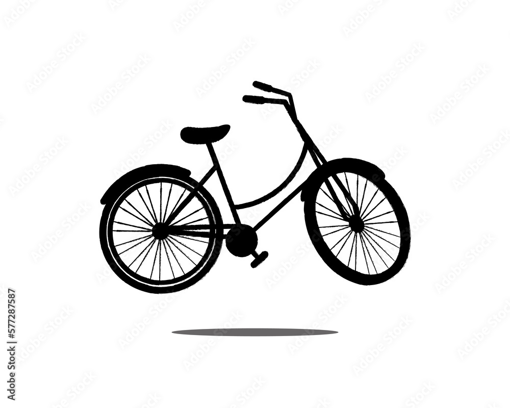 Black and white bicycle illustration, vector design