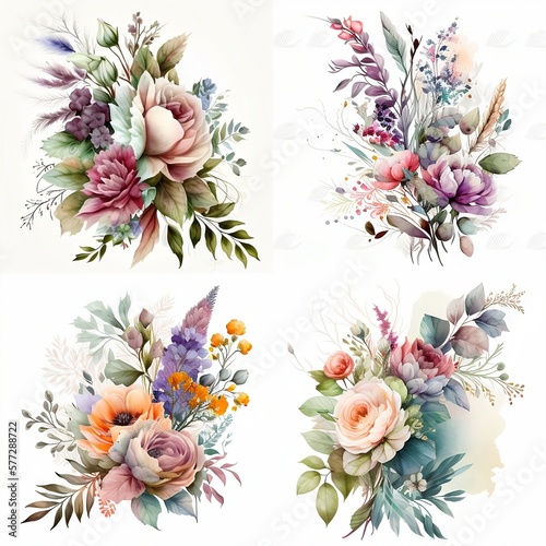 watercolor flowers. scrapbooking. decoupage / generated using a neural network
