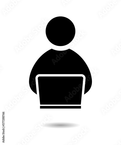 Person with laptop vector icon illustration
