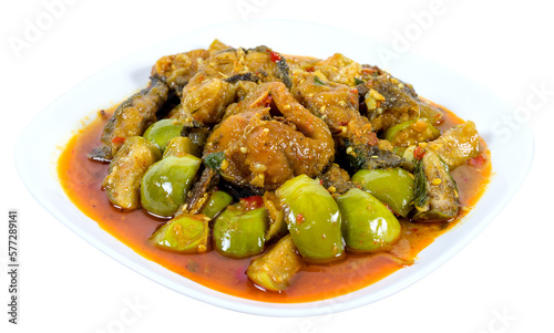 Spicy Fried Stir Catfish isolated