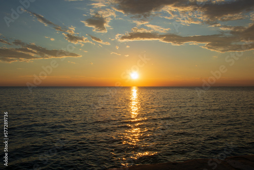 sunset orange and golden sea background