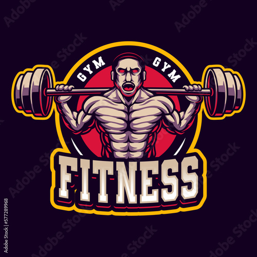 Gym and fitness club logo design, sport badge.