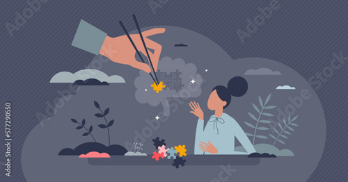 Microlearning as focused or effective topic learning tiny person concept. Fast knowledge and skills learn method for specific content vector illustration. Teaching process or distant brain development photo