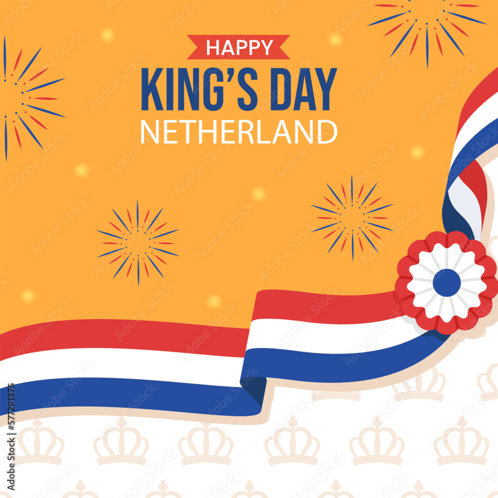 Happy Kings Netherlands Day Social Media Background Illustration