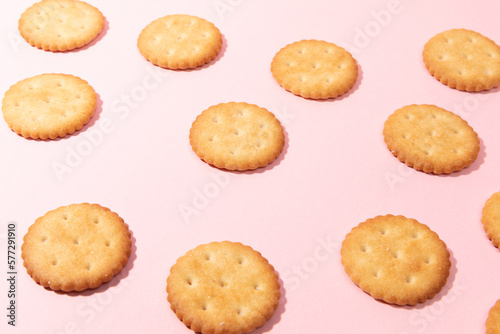 Biscuits on a pink background