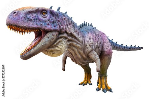 Fototapeta Naklejka Na Ścianę i Meble -  Indosuchus is a carnivore genus of abelisaurid dinosaur from the Late Cretaceous Period, Indosuchus with transparent background