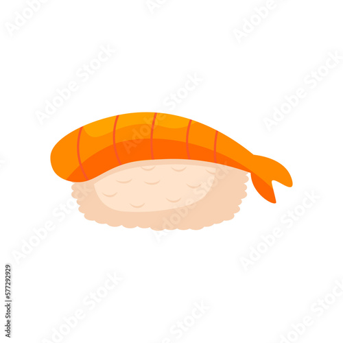 Sashimi with shrimp and rice, meal with fresh prawn meat, traditional Asian food