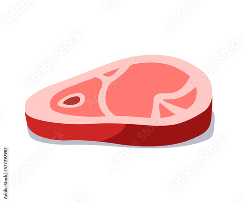 Beef steak, raw red meat cut into slice for cooking, protein food product of butchery