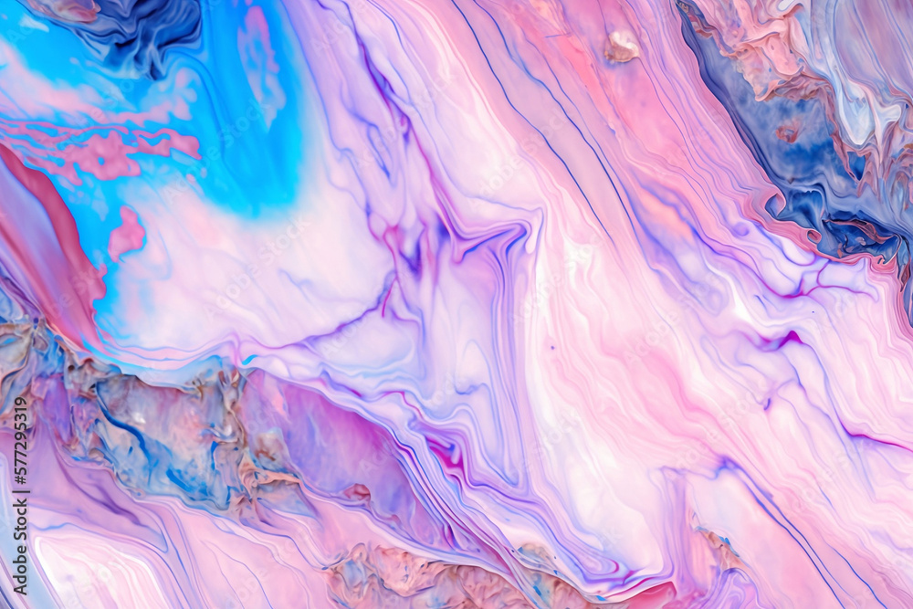 Acrylic texture with marble pattern pink and blue colour
