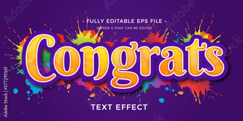 Congrats editable vector text effect	