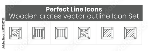 32. Wooden crates vector outline Icon Set