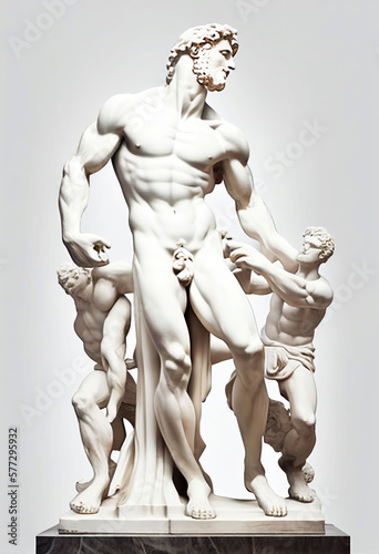 Greek Philosopher full body sculpture. Generative ai © BigMindOutfit