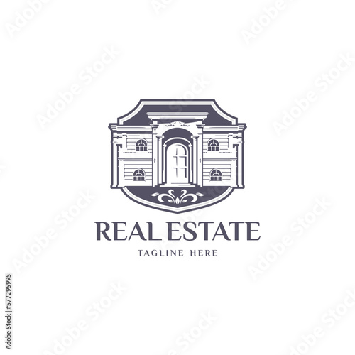 Big house real estate vintage logo badge