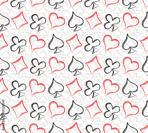 A Seamless Background with symbols of playing cards.