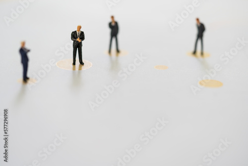 Businessman standing on any position in the organization and selective focus on executive with copy space