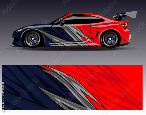 Car wrap design vector. Graphic abstract stripe racing background kit designs for wrap vehicle  race car  rally  adventure and livery