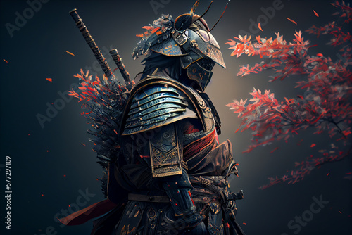 Beautiful samurai background. Generative AI technology.