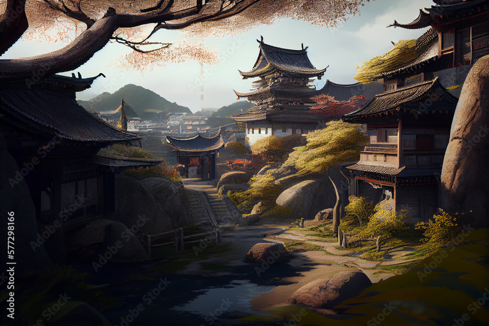 Breathtaking ancient city landscape of Japan, Japan in imagination ...