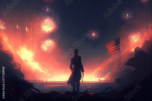 The Independence Day background, 4th July holiday celebration illustration. Generative AI