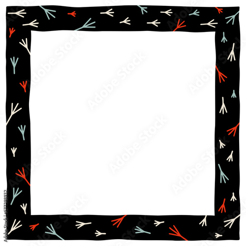 Decorative frame with bird's feet pattern. Perfect as a photo frame, for scrapbooking, postcards, posters, invitation cards.