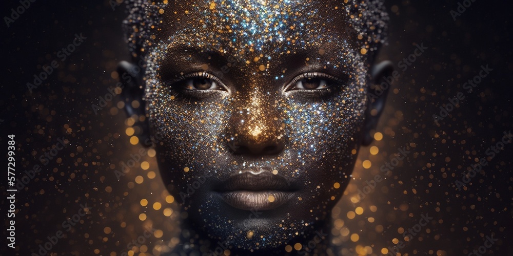 Junge hübsche afroamerikanische Frau mit tollem Make-Up Porträt Nahaufnahme, ai generativ Junge hübsche afroamerikanische Frau mit tollem Make-Up Porträt Nahaufnahme, ai generativ