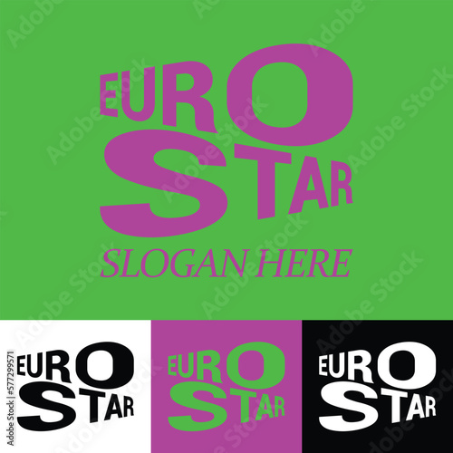 EUROSTAR wordmark logo design. Creative eurostar text or typography clean minimal logo design photo