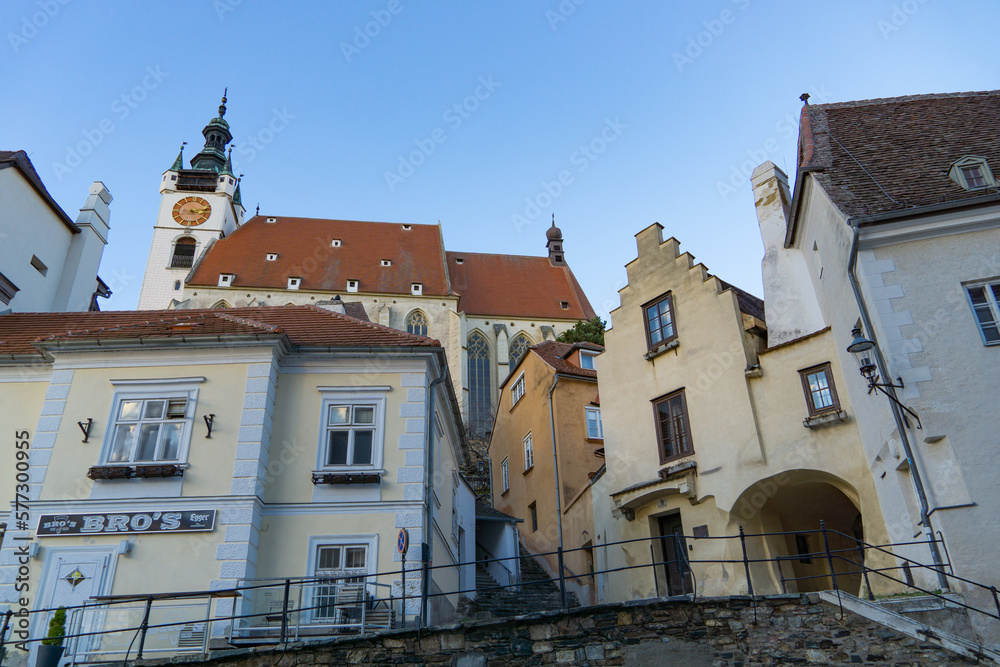 View to the Piarist Church of Our Lady in the old town of Krems, Austria View to the Piarist Church of Our Lady in the old town of Krems, Austria