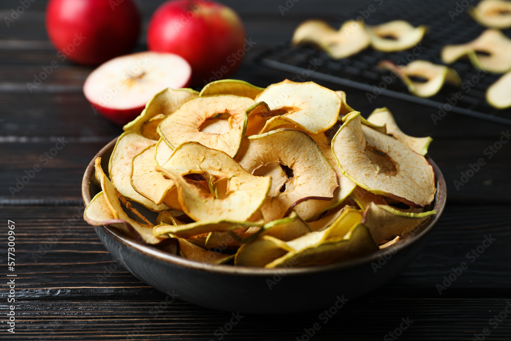 Concept of tasty food, dried apple chips Concept of tasty food, dried apple chips