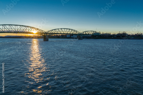 Bridge over the Danube in Austria at sunset © Angela Rohde