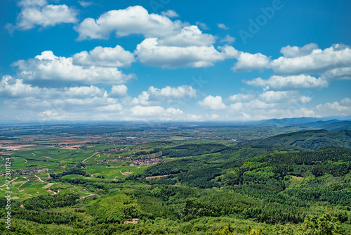 The plain of Alsace can be seen from Château du Haut-Kœnigsbourg, France © Philipimage