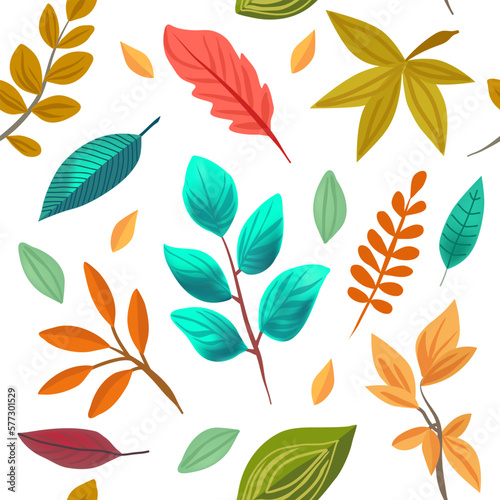 Leaf simless vector illustration. Vector flat cartoon illustration