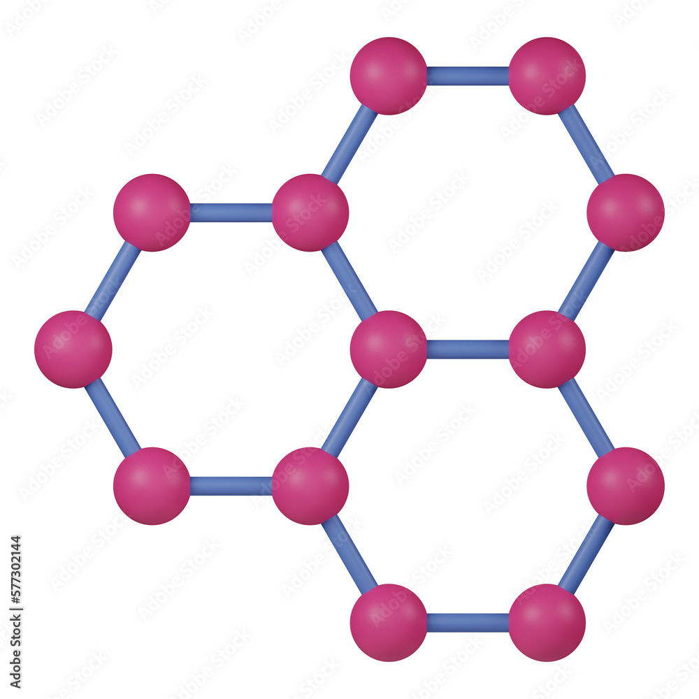 3d illustration of old pink purple blue graphene icon logo with transparent background