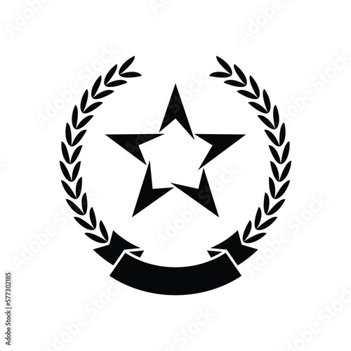 Star and laurel wreath icon design. Gold laurel wreath, winner award vector illustration. Golden branch of olive leaves or stars of victory symbol.
