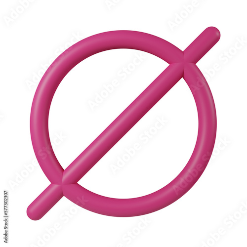 3d illustration of old pink null icon logo with transparent background