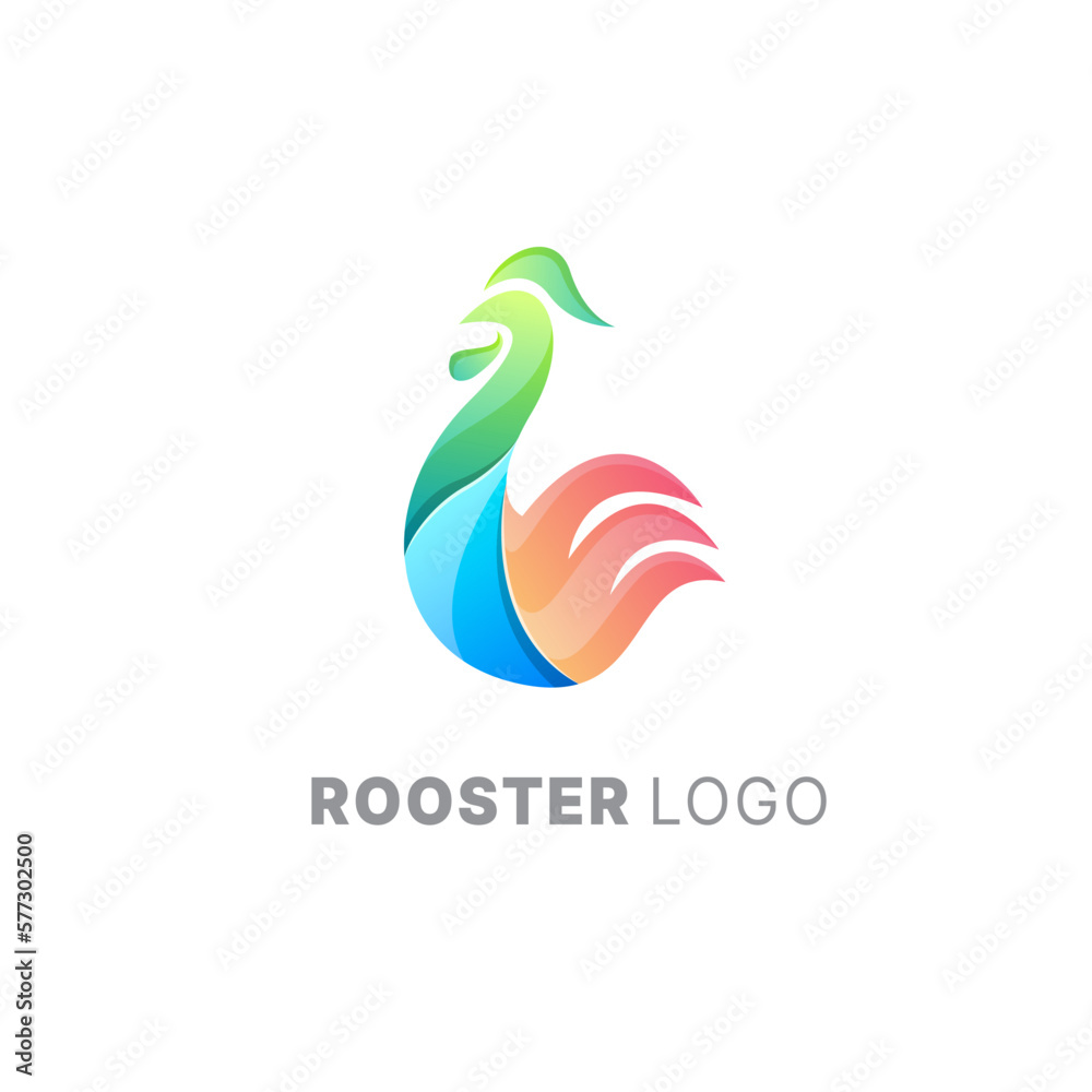 Fototapeta premium Vector logo illustration rooster gradient colorful style