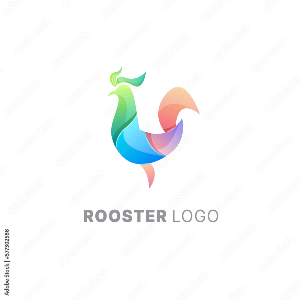 Fototapeta premium Vector logo illustration rooster gradient colorful style