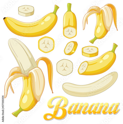 Set of banana fruit cartoon