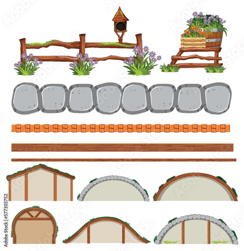 Set of hobbit house with seperate door and window