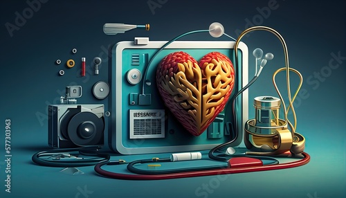 Medicine healthcare background, public health med illustration. Generative AI