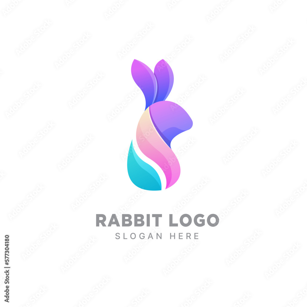 Vector logo illustration rabbit gradient colorful style
