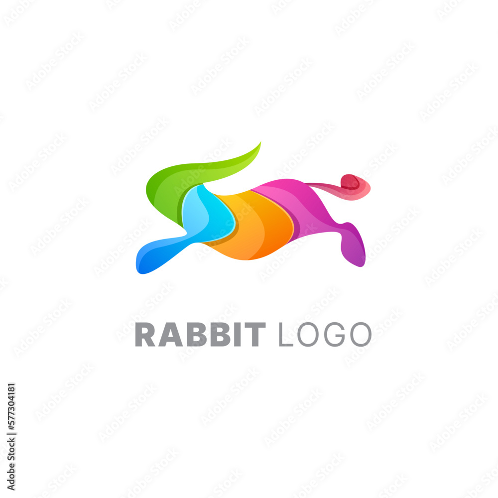 Fototapeta premium Vector logo illustration rabbit gradient colorful style