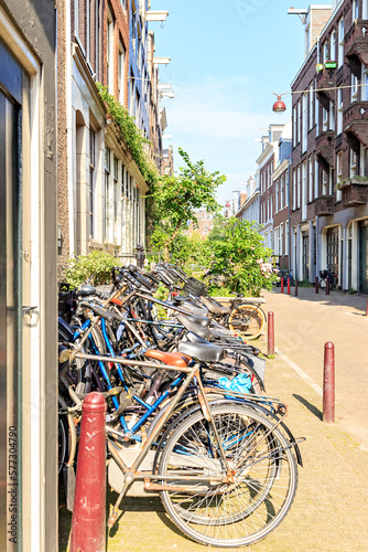 Amsterdam  Netherlands - June 30  2019  The historic city center of Amsterdam in the morning. Tweede Weteringdwarsstraat Street