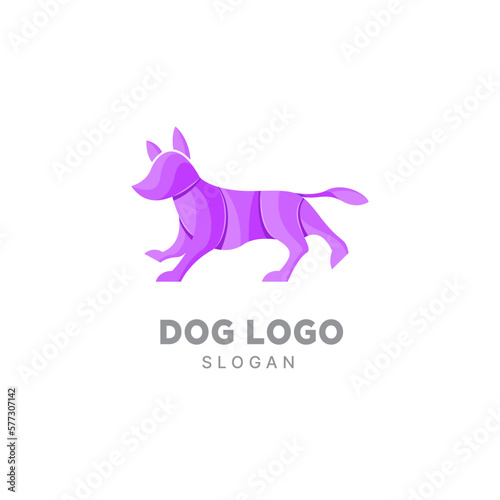 Vector logo illustration dog gradient colorful style