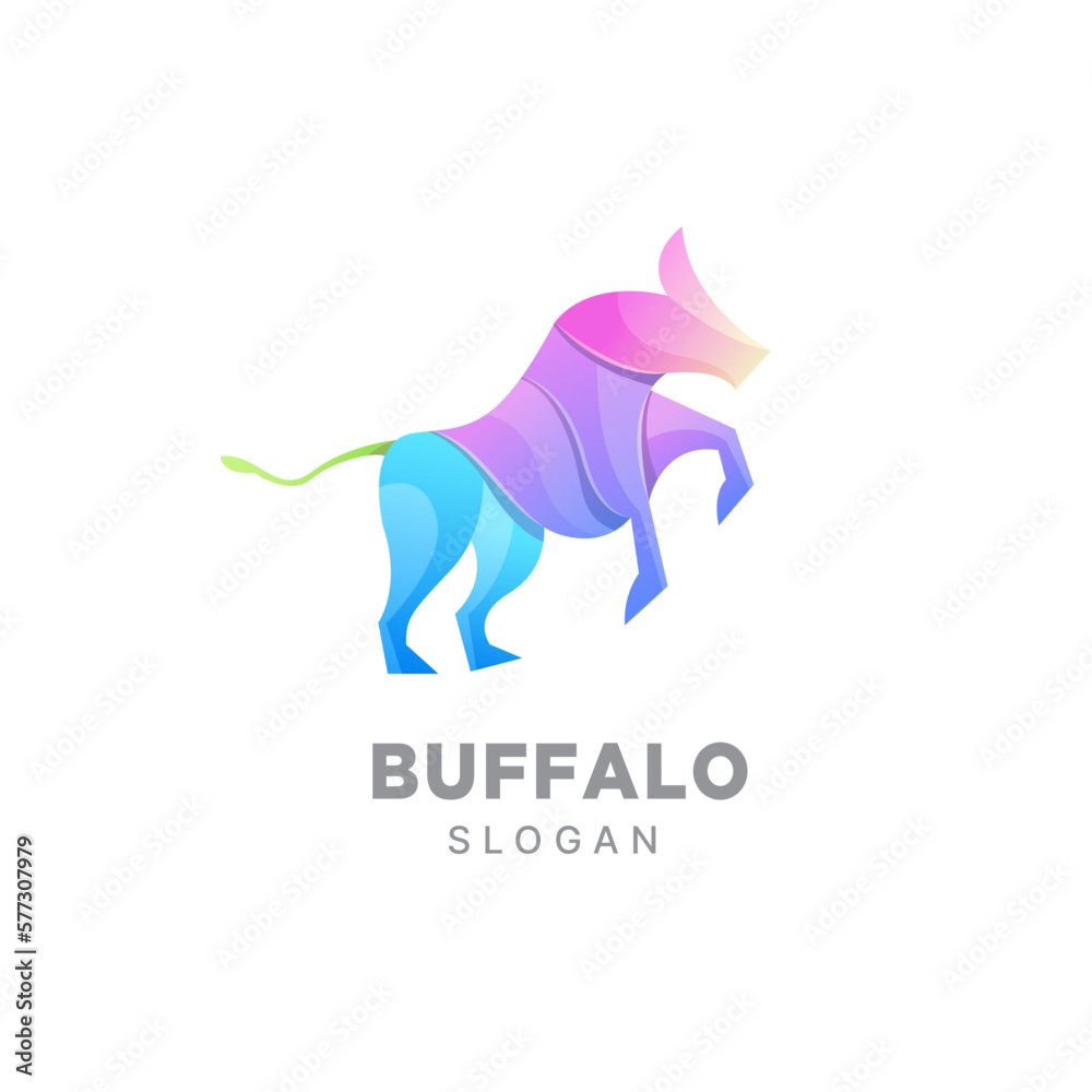 Fototapeta premium Vector logo illustration bull gradient colorful style