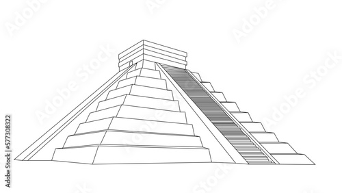 Illustration Aztec pyramid 9 floors high
